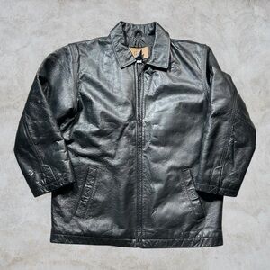 Gap Leather Jacket Womens XL Black Moto Biker Grunge Full Zip Bomber Y2K Coat